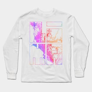 Lima, Peru City Map Typography - Colorful Long Sleeve T-Shirt